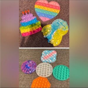 8 Silicone Pop It Fidget Toys – Assorted Shapes & Colors